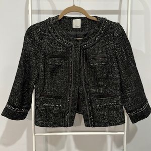 Halogen Mixed Media Tweed Crop Jacket - Size XS